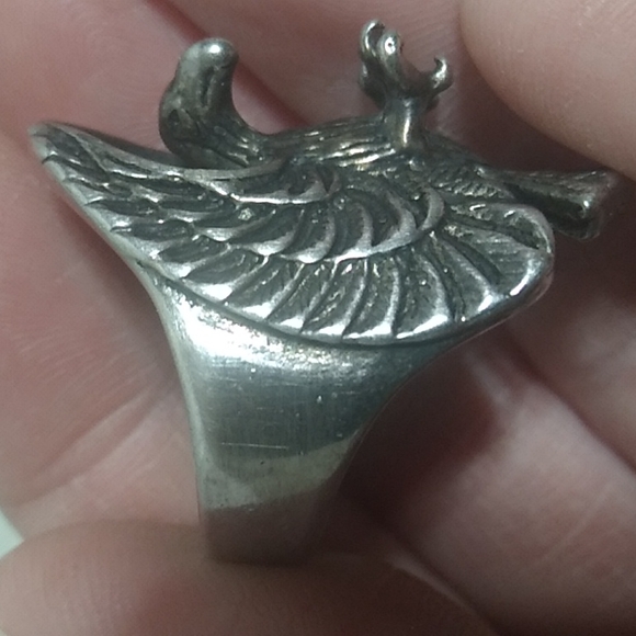 RARE! Vintage Flying Eagle Ring Sterling Stamp Inside Unisex - Picture 8 of 11